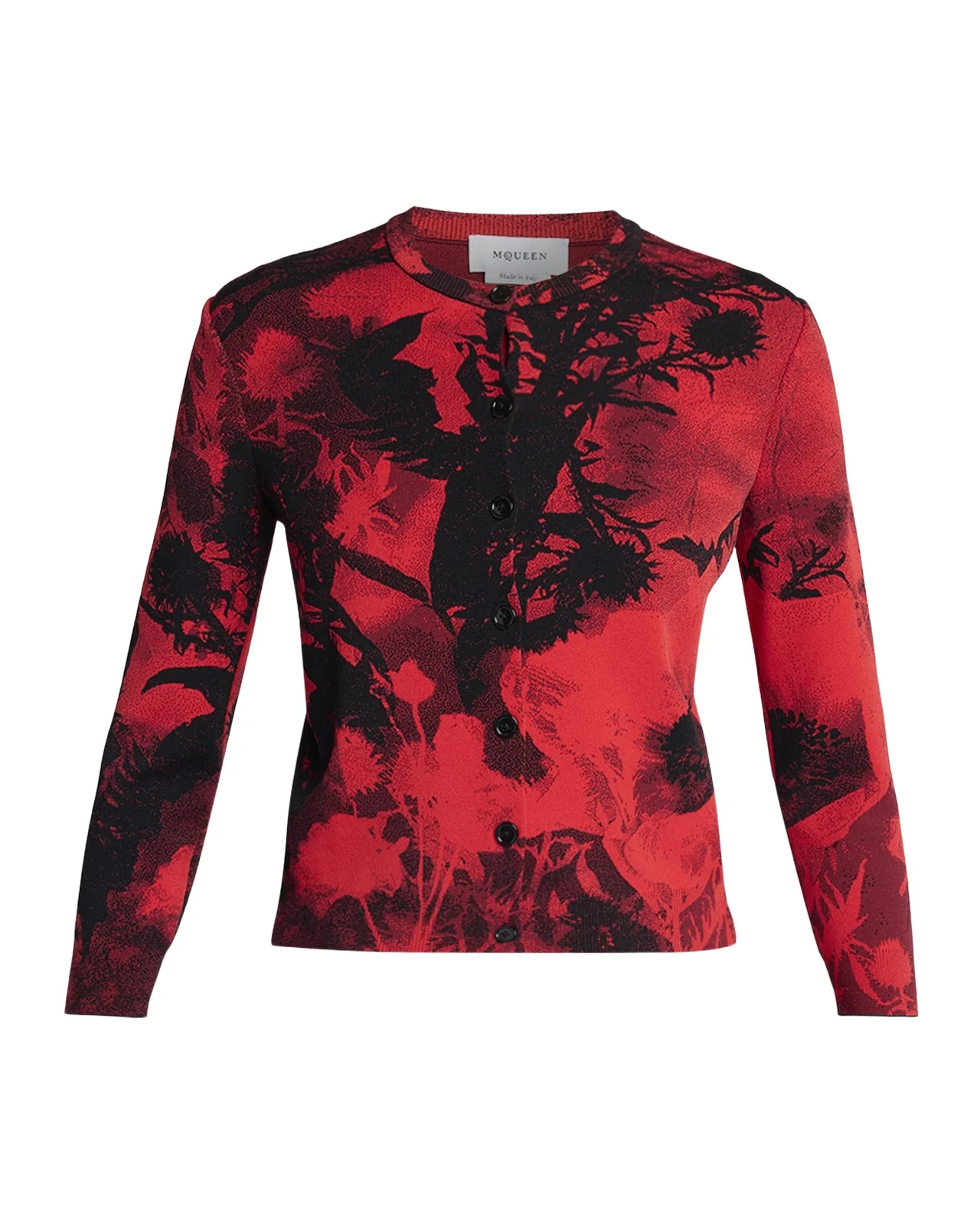Floral Jacquard Crewneck Cardigan Floral Jacquard Crewneck Cardigan