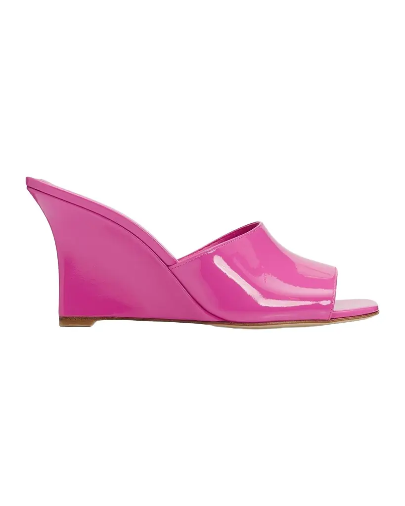 Stuart Weitzman 85mm Vinnie Patent Leather Wedge Mules | Image 1 Stuart Weitzman 85mm Vinnie Patent Leather Wedge Mules | Image 1