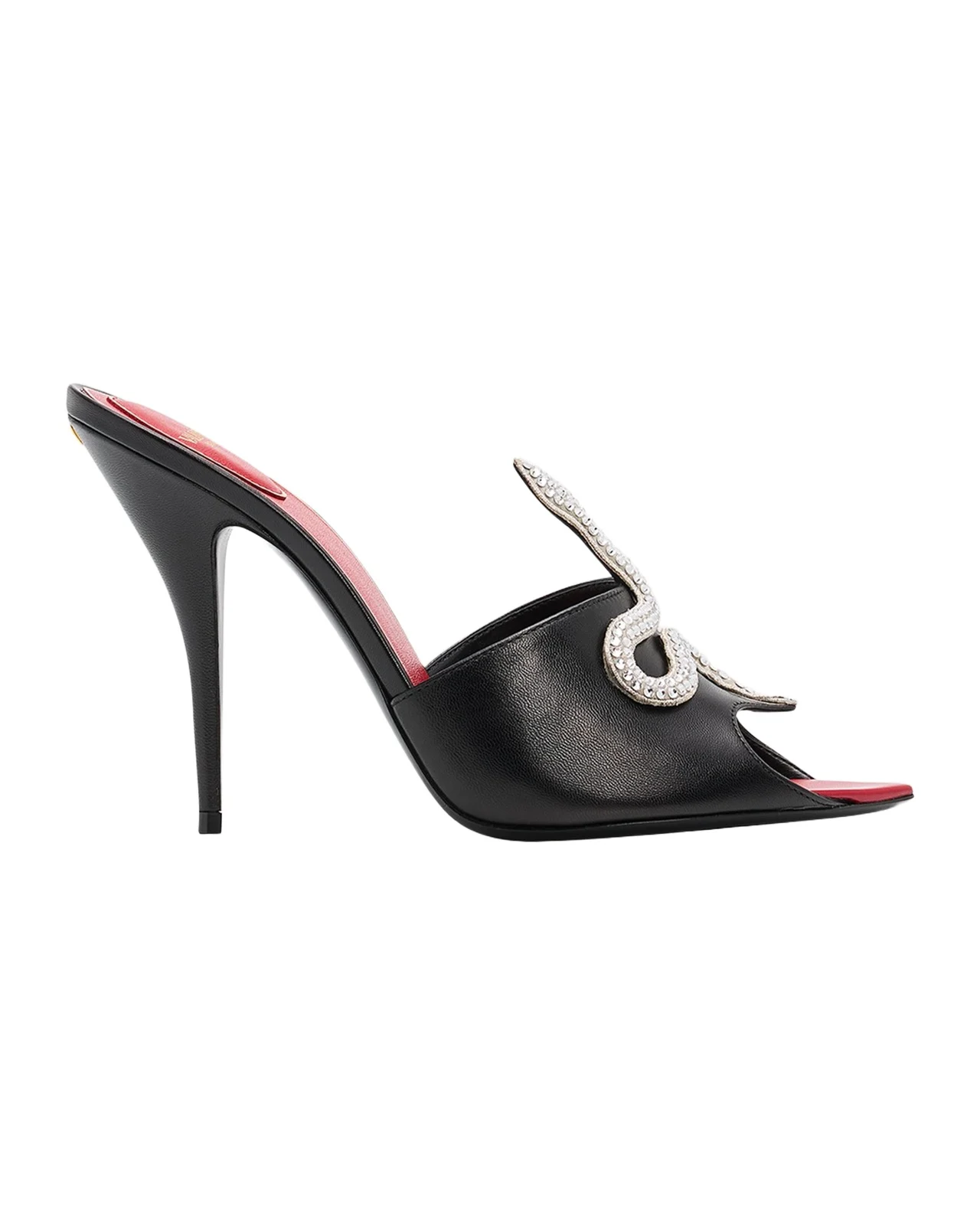 105mm Strass Snake Leather Mule Pumps 105mm Strass Snake Leather Mule Pumps