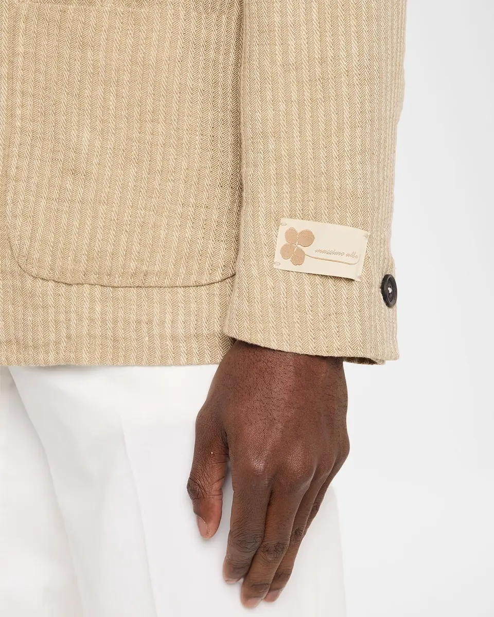Massimo Alba Men's Linen and Cotton Band-Collar Stripe Jacket | Thumbnail 5