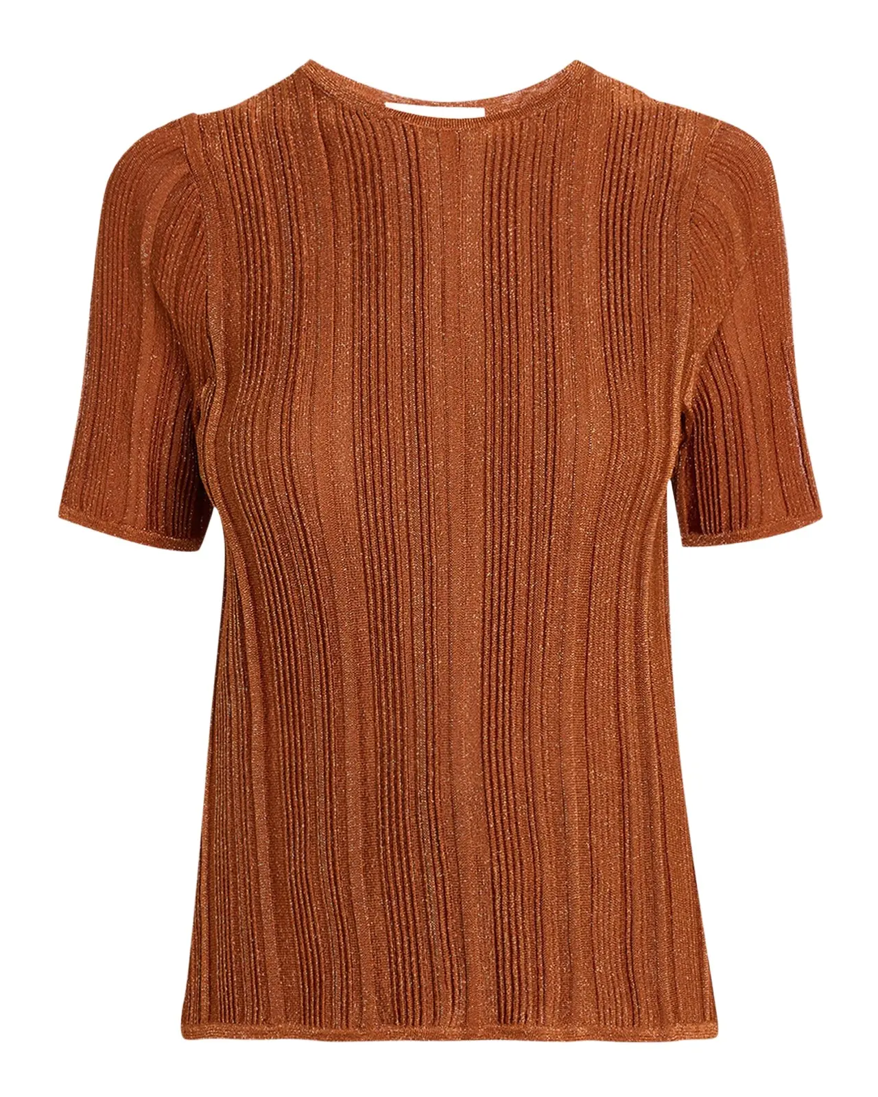 Indra Metallic Rib-Knit Tee