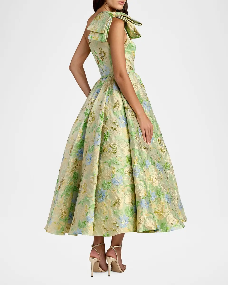 Mac Duggal One-Shoulder Brocade Midi Dress | Thumbnail 3 Mac Duggal One-Shoulder Brocade Midi Dress | Thumbnail 3