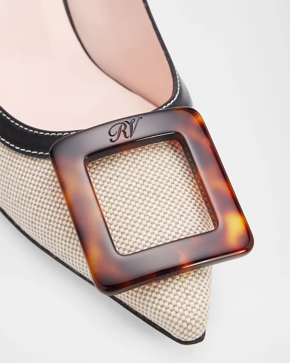 Roger Vivier 65mm Viv in the City Canvas and Leather Buckle Pumps | Thumbnail 5 Roger Vivier 65mm Viv in the City Canvas and Leather Buckle Pumps | Thumbnail 5