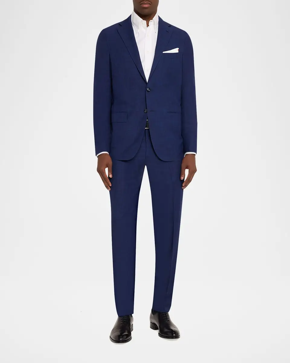 Kiton Men's Textured Check Wool and Silk Two-Piece Suit | Thumbnail 2 Kiton Men's Textured Check Wool and Silk Two-Piece Suit | Thumbnail 2