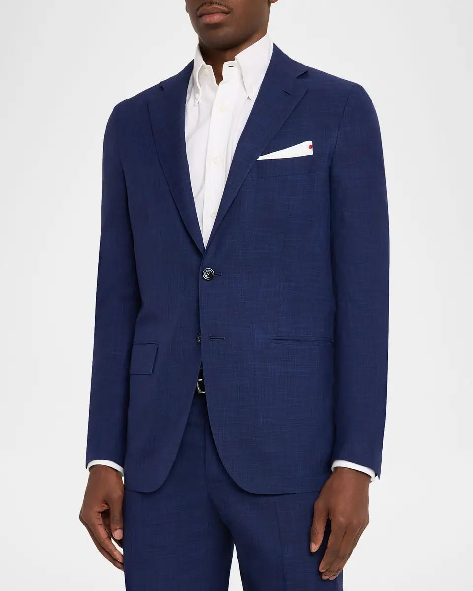 Kiton Men's Textured Check Wool and Silk Two-Piece Suit | Thumbnail 4 Kiton Men's Textured Check Wool and Silk Two-Piece Suit | Thumbnail 4