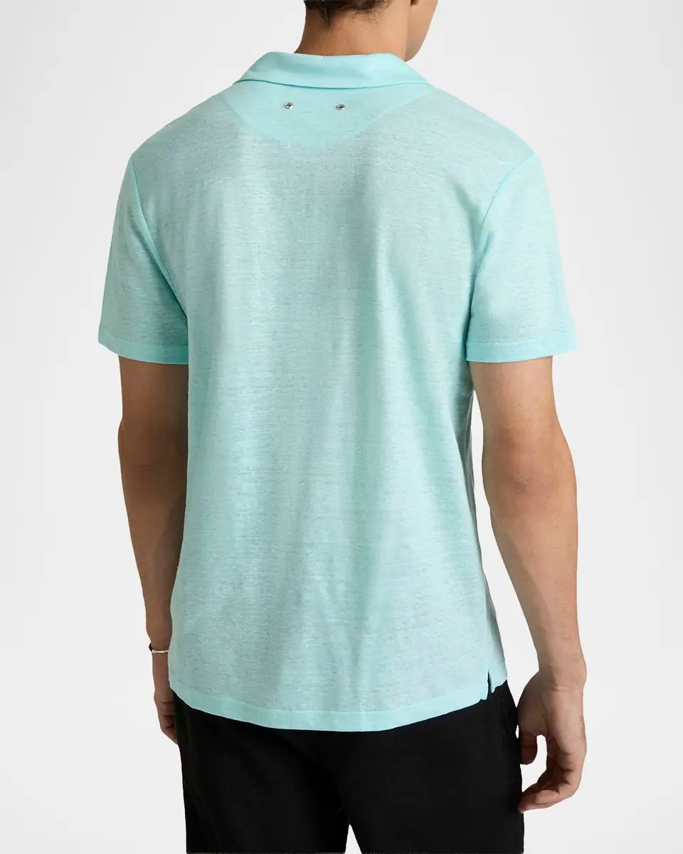 Vilebrequin Men's Linen Jersey Johnny Collar Polo Shirt | Thumbnail 2 Vilebrequin Men's Linen Jersey Johnny Collar Polo Shirt | Thumbnail 2