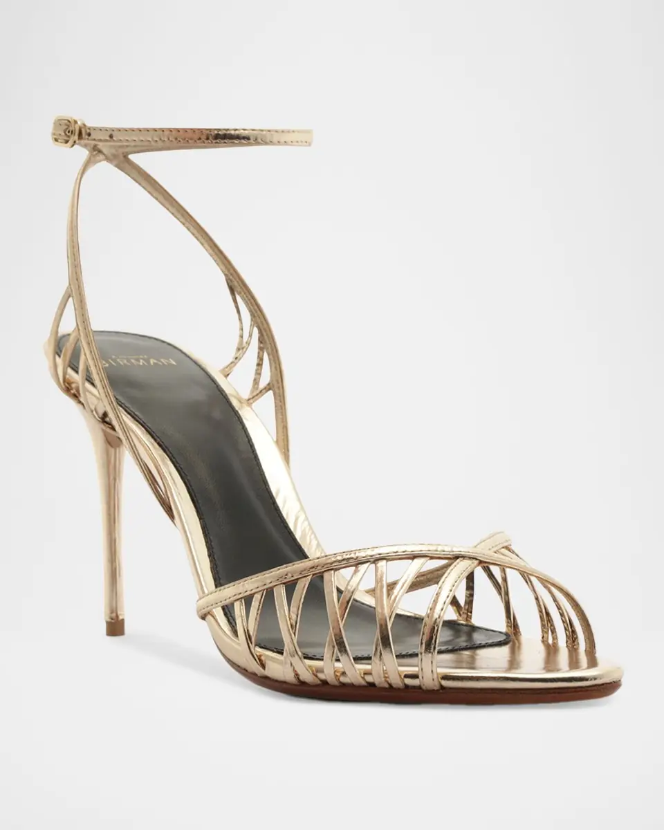 Alexandre Birman 85mm Solene Metallic Leather Sandals | Thumbnail 2