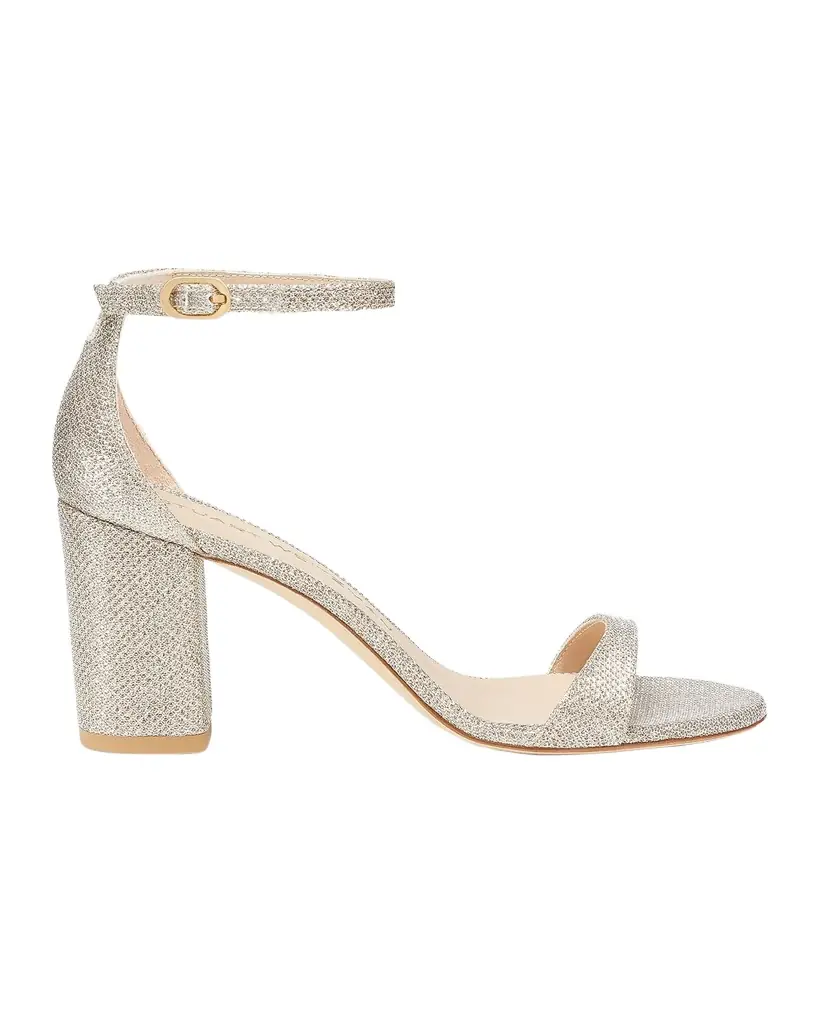 Stuart Weitzman 75mm Nudist Metallic Ankle-Strap Sandals | Image 1 Stuart Weitzman 75mm Nudist Metallic Ankle-Strap Sandals | Image 1