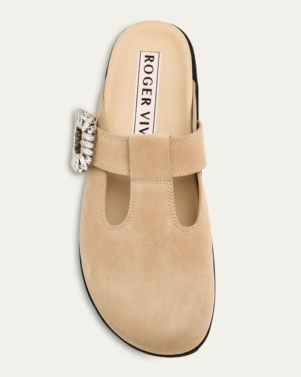Roger Vivier Slidy Viv Suede T-Strap Mules | Thumbnail 6 Roger Vivier Slidy Viv Suede T-Strap Mules | Thumbnail 6