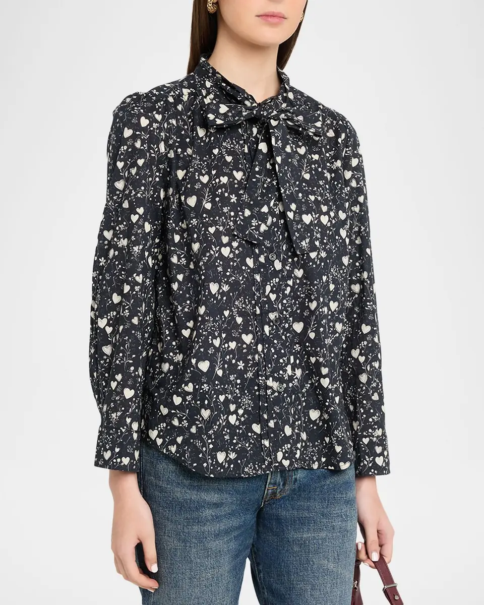 R13 Long-Sleeve Tie-Neck Cotton Shirt | Thumbnail 4 R13 Long-Sleeve Tie-Neck Cotton Shirt | Thumbnail 4