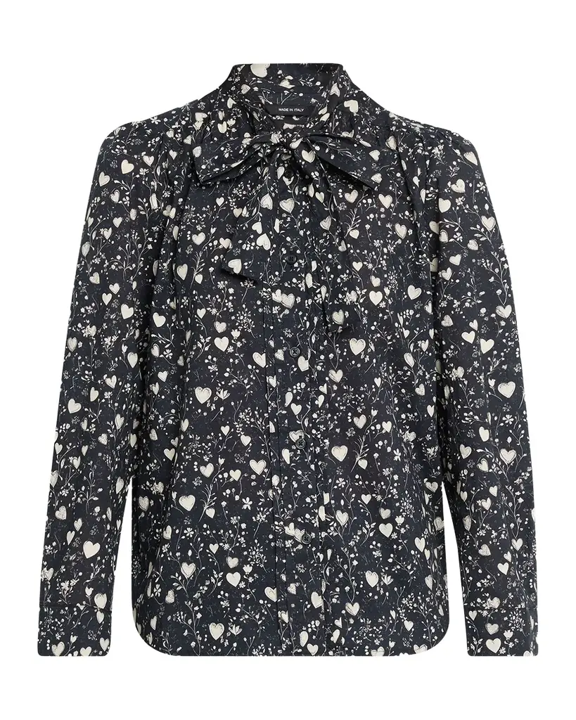 R13 ong-Sleeve Tie-Neck Cotton Shirt | Image 1 R13 ong-Sleeve Tie-Neck Cotton Shirt | Image 1