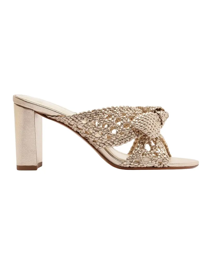 Alexandre Birman 75mm Belinda Woven Metallic Leather Mules | Image 1 Alexandre Birman 75mm Belinda Woven Metallic Leather Mules | Image 1