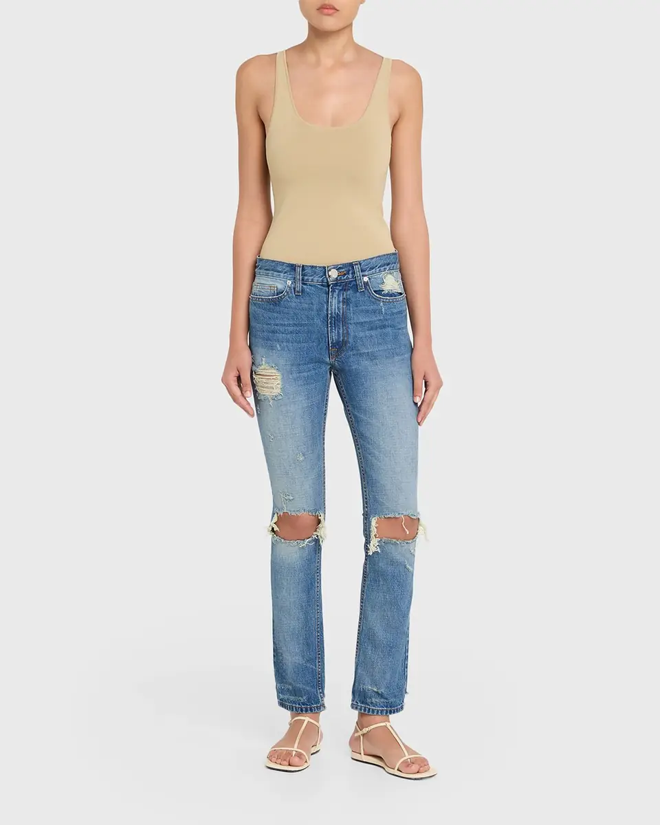 Brandon Maxwell The Riggs Distressed Crop Cigarette Jeans | Thumbnail 2 Brandon Maxwell The Riggs Distressed Crop Cigarette Jeans | Thumbnail 2