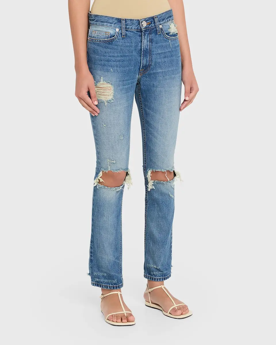 Brandon Maxwell The Riggs Distressed Crop Cigarette Jeans | Thumbnail 4 Brandon Maxwell The Riggs Distressed Crop Cigarette Jeans | Thumbnail 4