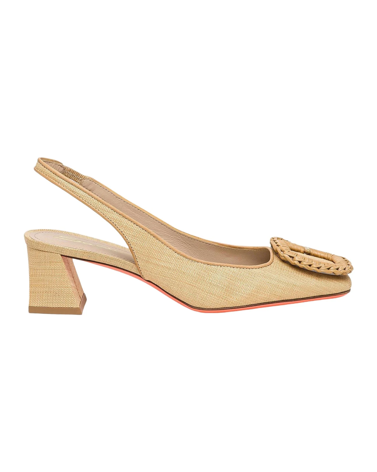 Lemon Raffia Buckle Slingback Pumps Lemon Raffia Buckle Slingback Pumps