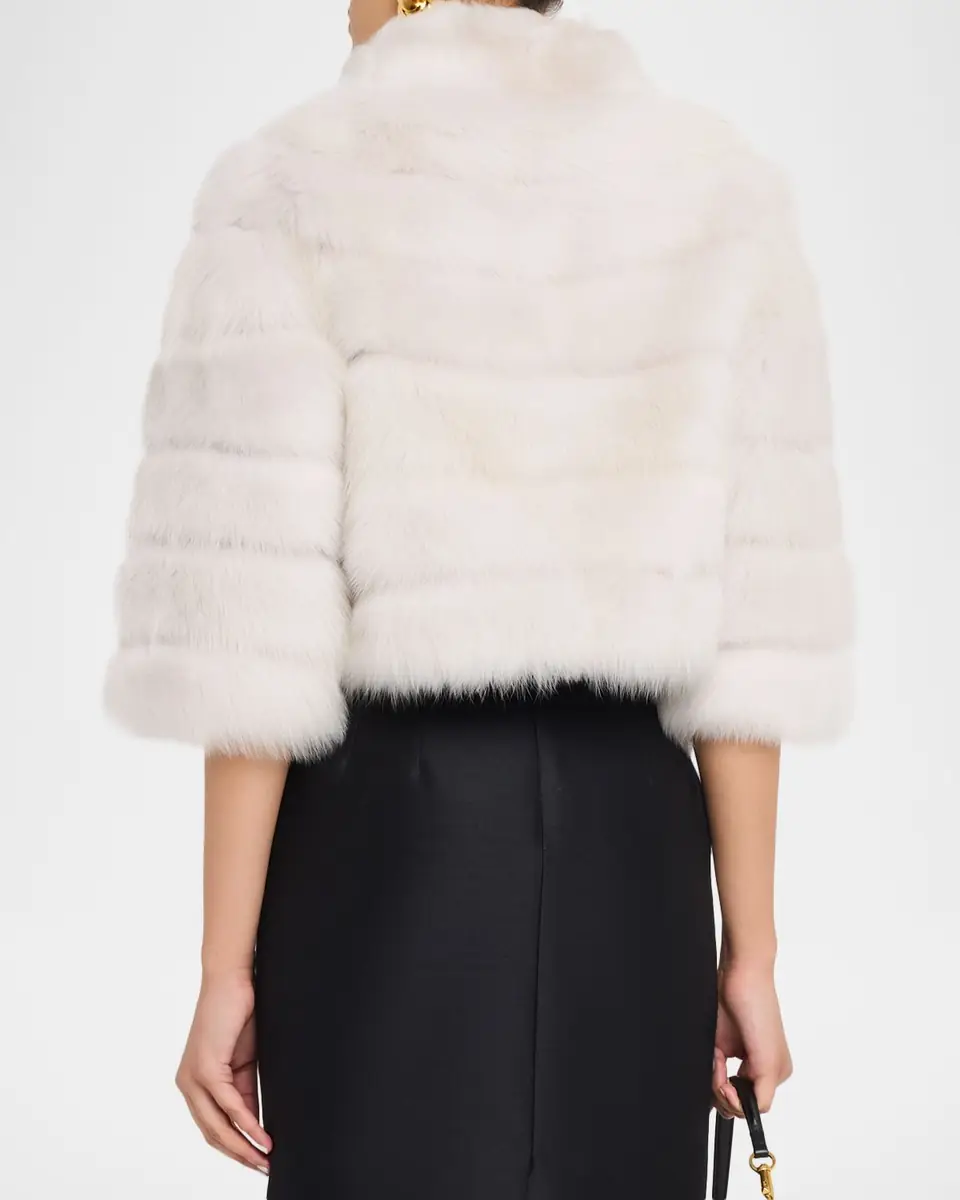 Gorski Lamb Shearling 3/4-Sleeve Crop Coat | Thumbnail 3