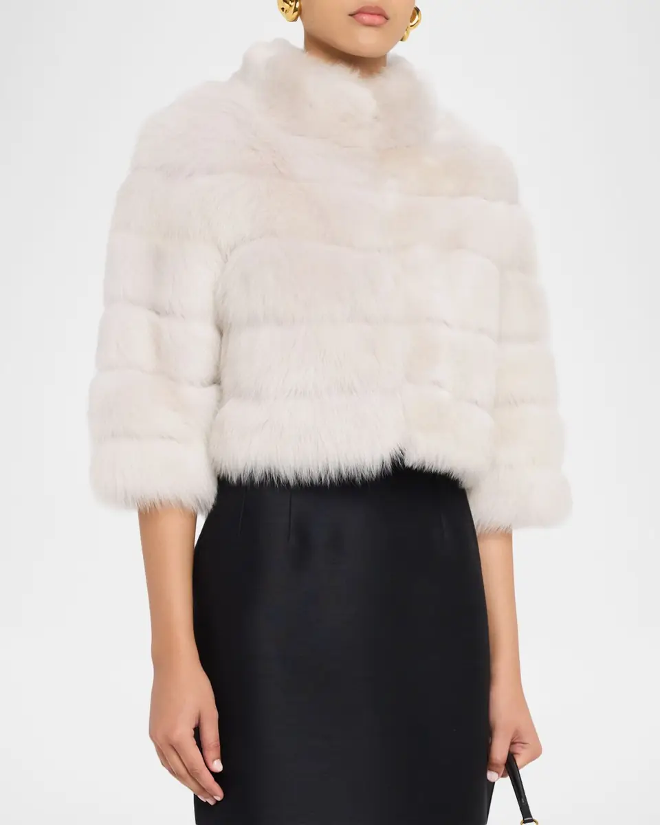 Gorski Lamb Shearling 3/4-Sleeve Crop Coat | Thumbnail 4