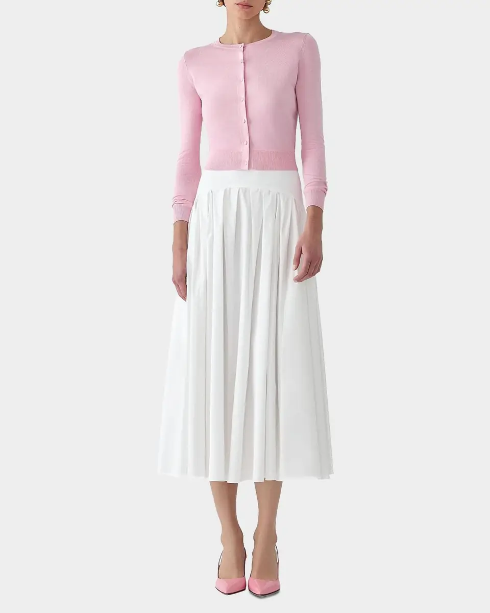 Carolina Herrera Drop-Waist Pleated Midi Skirt | Thumbnail 2