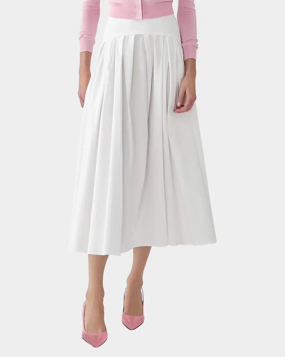 Carolina Herrera Drop-Waist Pleated Midi Skirt | Thumbnail 4