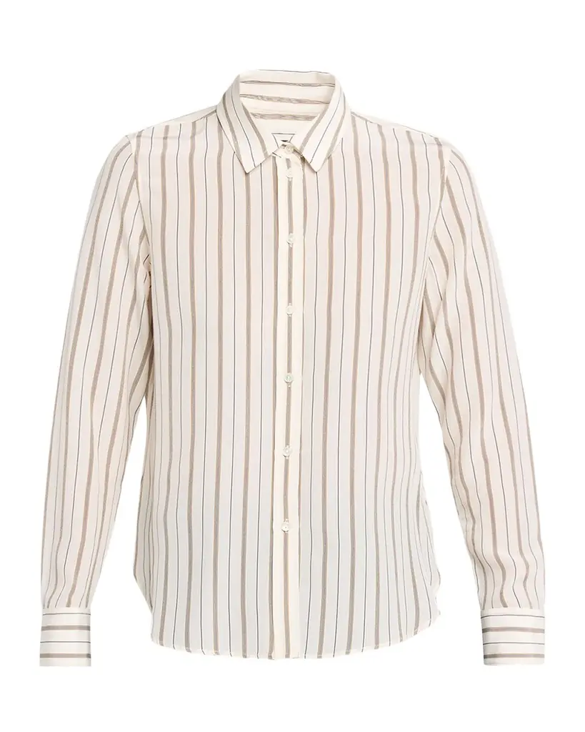 Nili Lotan Gaia Striped Silk Slim Button-Down Shirt | Image 1 Nili Lotan Gaia Striped Silk Slim Button-Down Shirt | Image 1