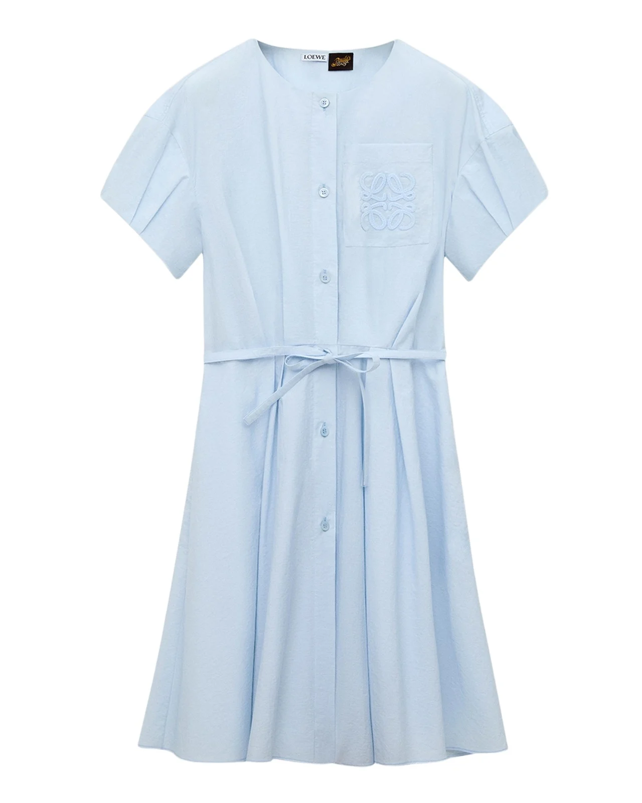 x Paula's Ibiza Puff-Sleeve Pleated Shirtdress