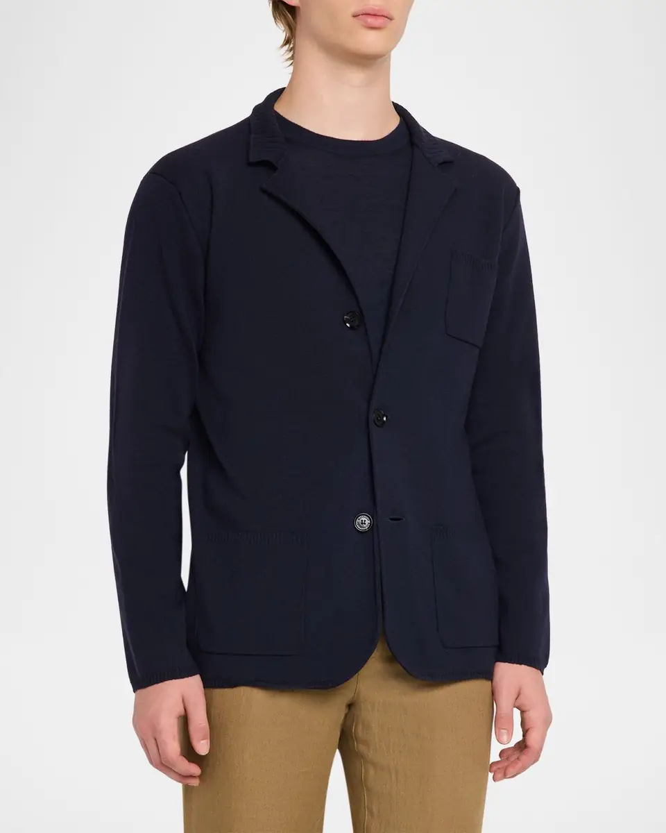 Maurizio Baldassari Men's Cashmere Knit Patch-Pocket Blazer | Thumbnail 4 Maurizio Baldassari Men's Cashmere Knit Patch-Pocket Blazer | Thumbnail 4
