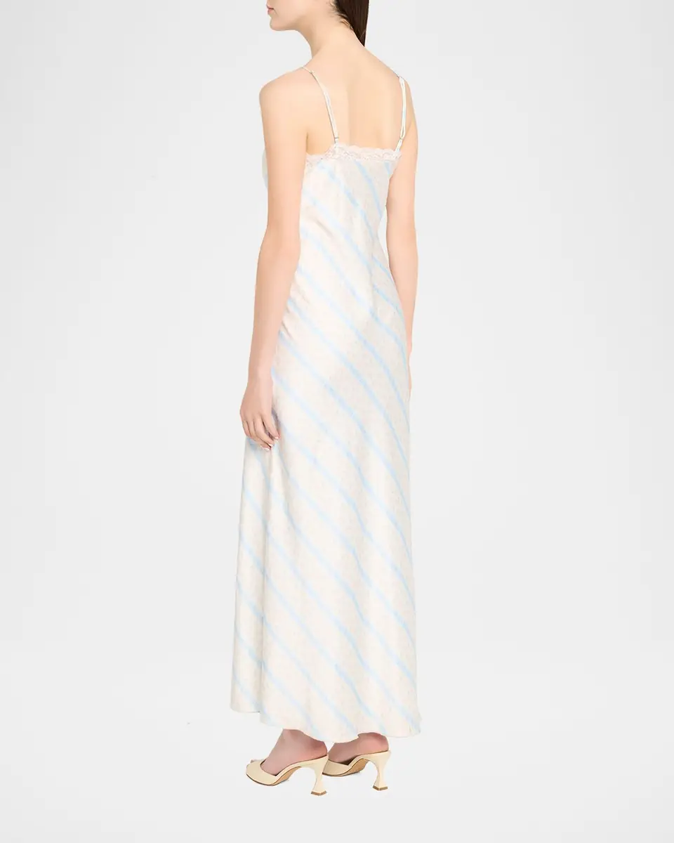 LoveShackFancy Manuela Floral Satin Slip Dress | Thumbnail 3