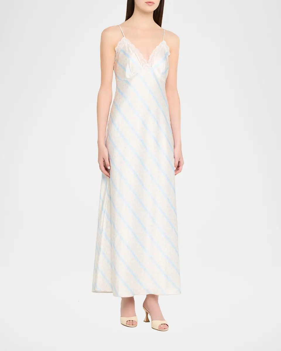 LoveShackFancy Manuela Floral Satin Slip Dress | Thumbnail 4