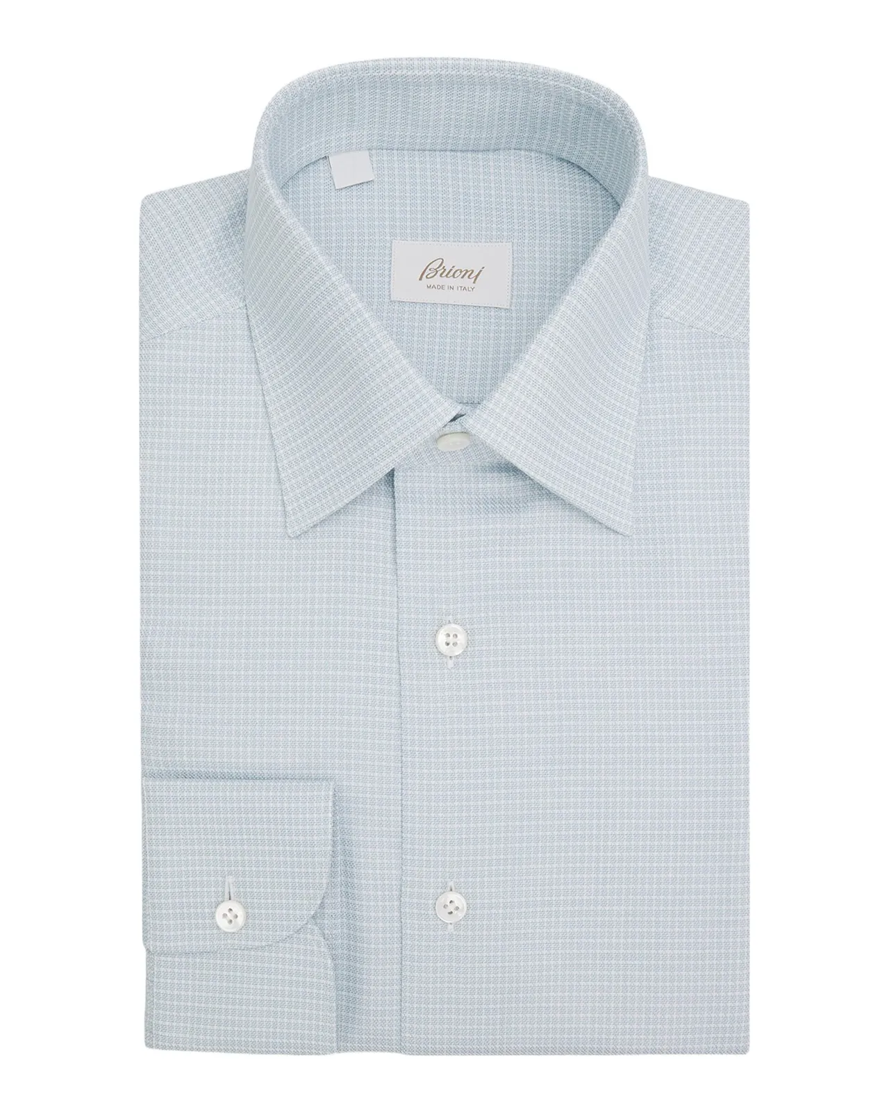 Men's Cotton Textured-Check Point Collar Dress Shirt