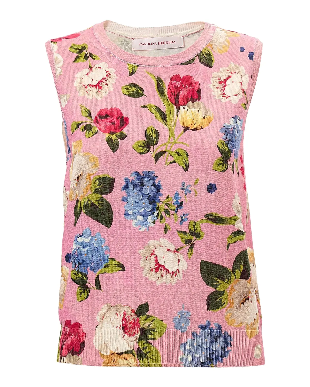 Floral-Print Knit Crewneck Tank Top Floral-Print Knit Crewneck Tank Top