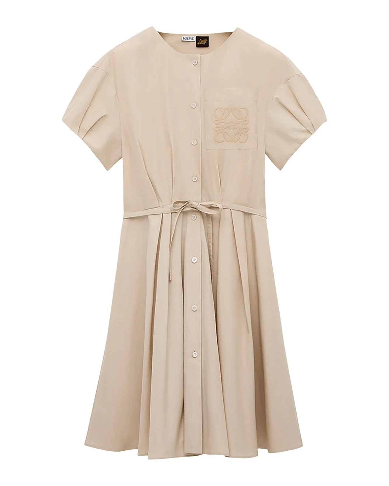x Paula's Ibiza Anagram Puff-Sleeve Pleated Mini Shirtdress