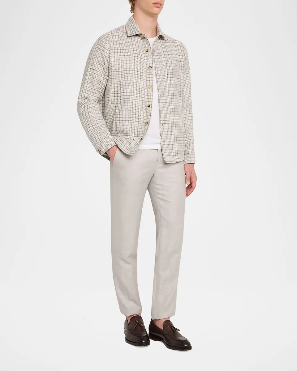 Maurizio Baldassari Men's Linen, Silk and Wool Overshirt with Pockets | Thumbnail 2 Maurizio Baldassari Men's Linen, Silk and Wool Overshirt with Pockets | Thumbnail 2