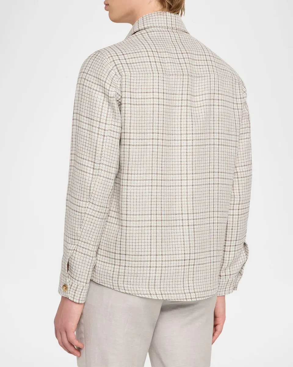 Maurizio Baldassari Men's Linen, Silk and Wool Overshirt with Pockets | Thumbnail 3 Maurizio Baldassari Men's Linen, Silk and Wool Overshirt with Pockets | Thumbnail 3