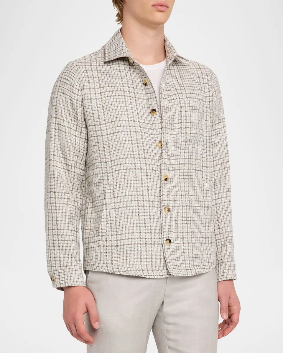 Maurizio Baldassari Men's Linen, Silk and Wool Overshirt with Pockets | Thumbnail 4 Maurizio Baldassari Men's Linen, Silk and Wool Overshirt with Pockets | Thumbnail 4