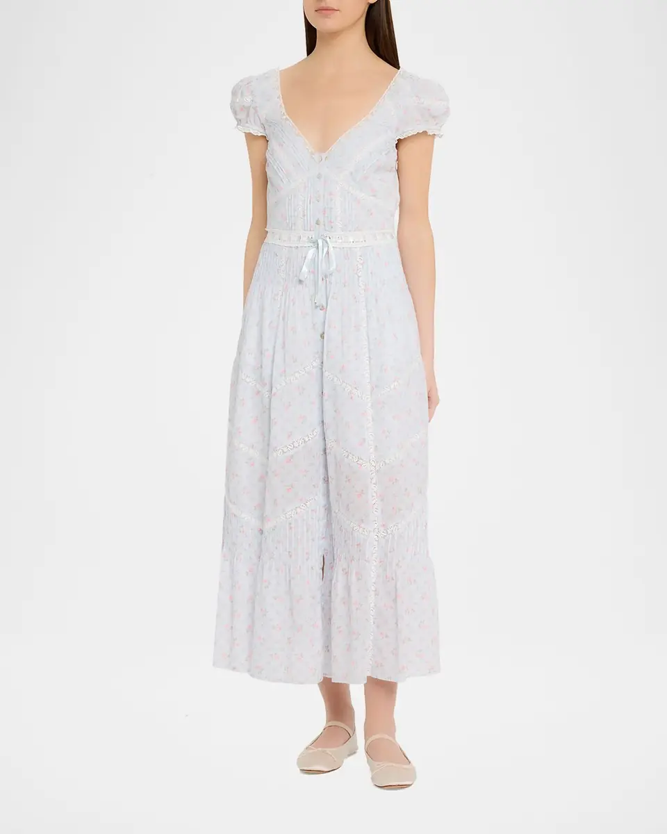 LoveShackFancy Aurela Floral Cotton Maxi Dress | Thumbnail 4 LoveShackFancy Aurela Floral Cotton Maxi Dress | Thumbnail 4