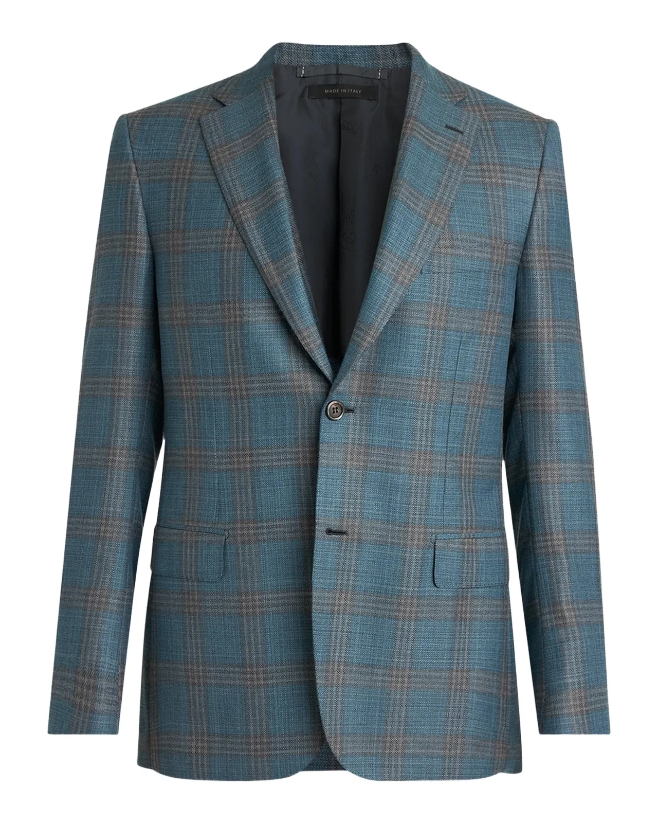 Men's Wool Plaid Single-Breasted Sport Coat