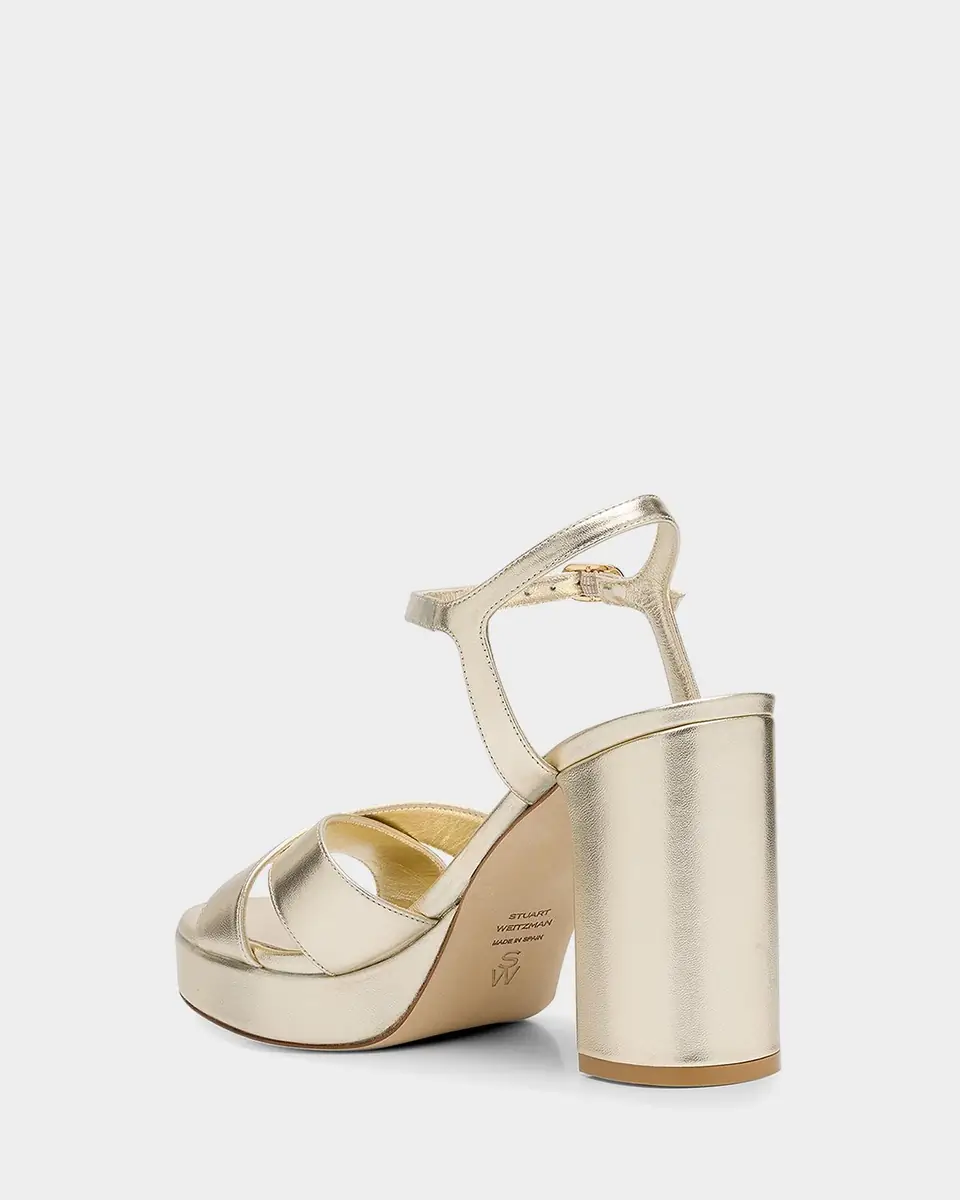 Stuart Weitzman Dayna Metallic Crisscross Platform Sandals | Thumbnail 3