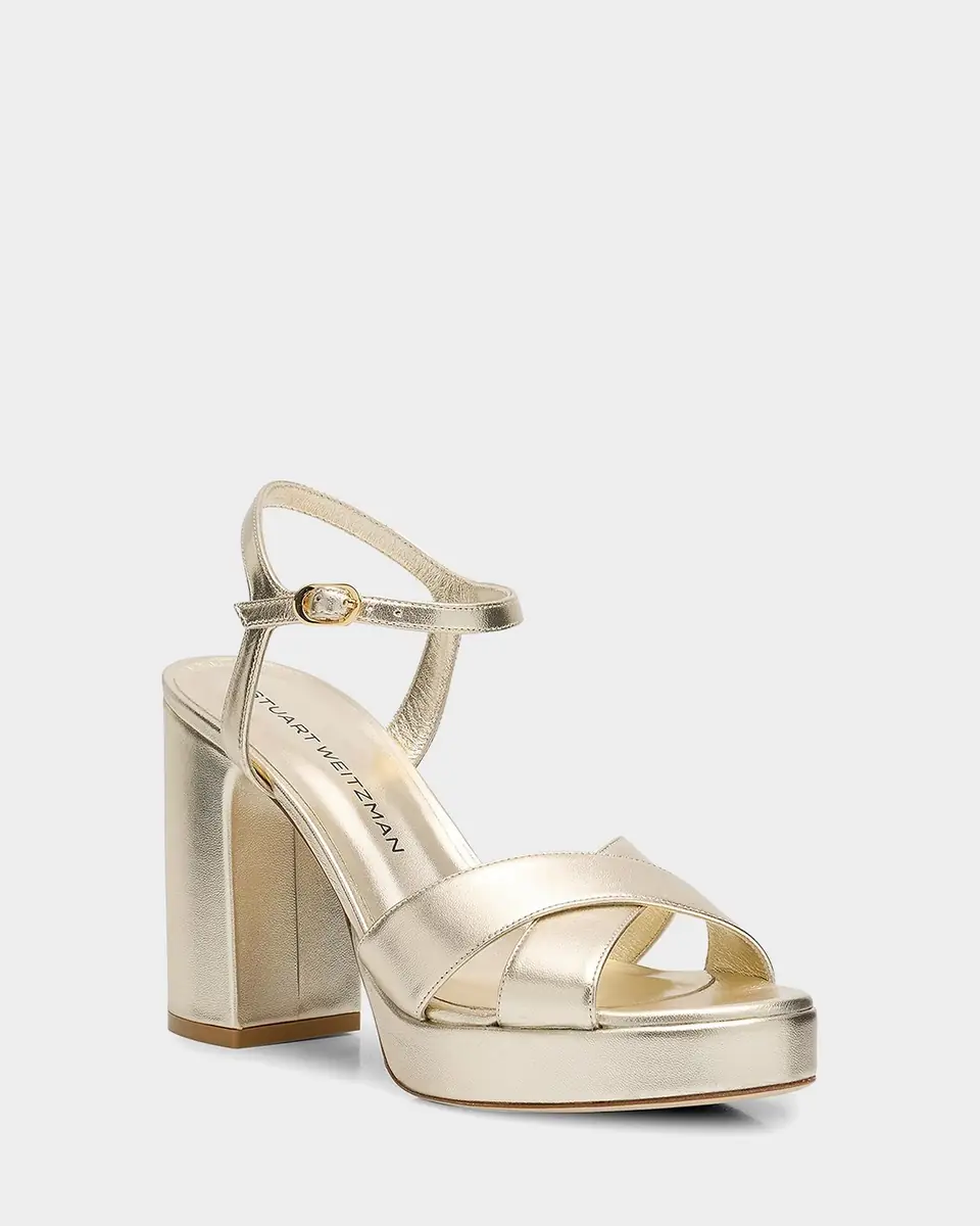 Stuart Weitzman Dayna Metallic Crisscross Platform Sandals | Thumbnail 6
