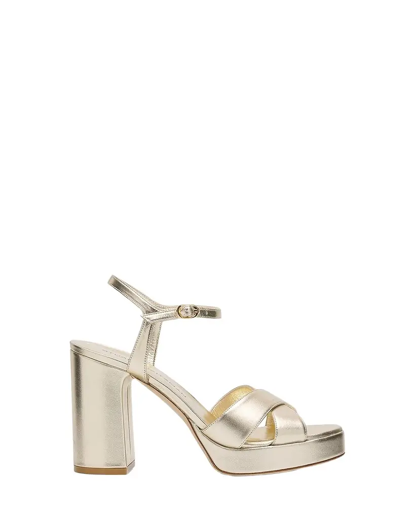 Stuart Weitzman Dayna Metallic Crisscross Platform Sandals | Image 1 Stuart Weitzman Dayna Metallic Crisscross Platform Sandals | Image 1