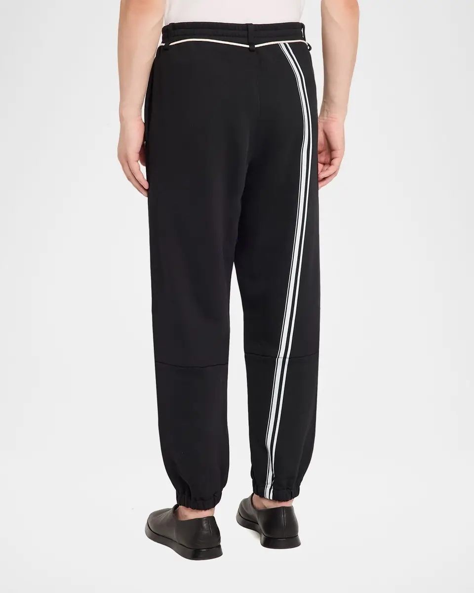 MORDECAI Men's Fleece Stripe-Trim Drawcord Joggers | Thumbnail 3 MORDECAI Men's Fleece Stripe-Trim Drawcord Joggers | Thumbnail 3