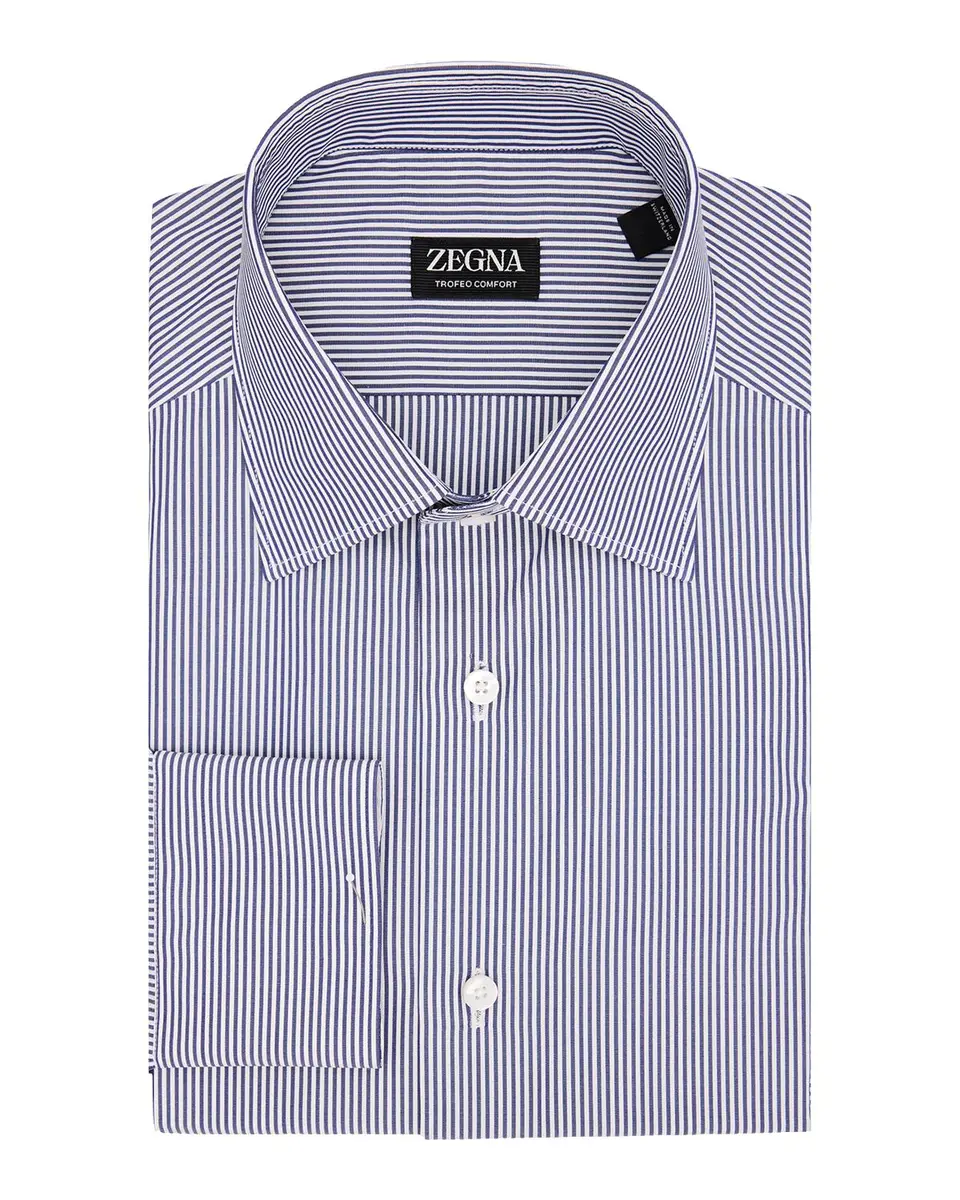 Zegna Men's Trofeo Comfort Cotton Pinstripe Dress Shirt | Thumbnail 3 Zegna Men's Trofeo Comfort Cotton Pinstripe Dress Shirt | Thumbnail 3