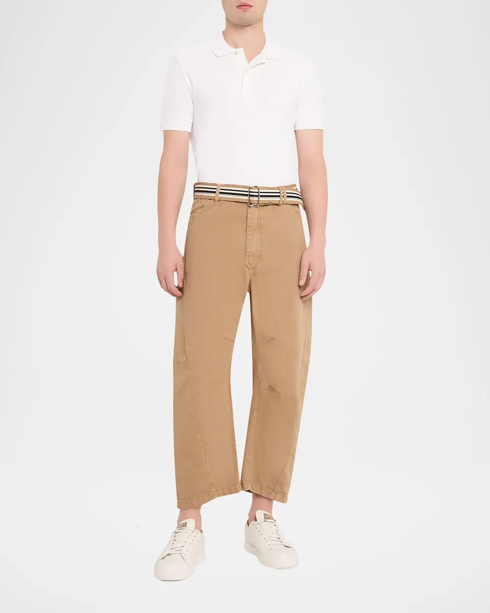 MORDECAI Men's Cotton Belted Barrel-Leg Pants | Thumbnail 2 MORDECAI Men's Cotton Belted Barrel-Leg Pants | Thumbnail 2