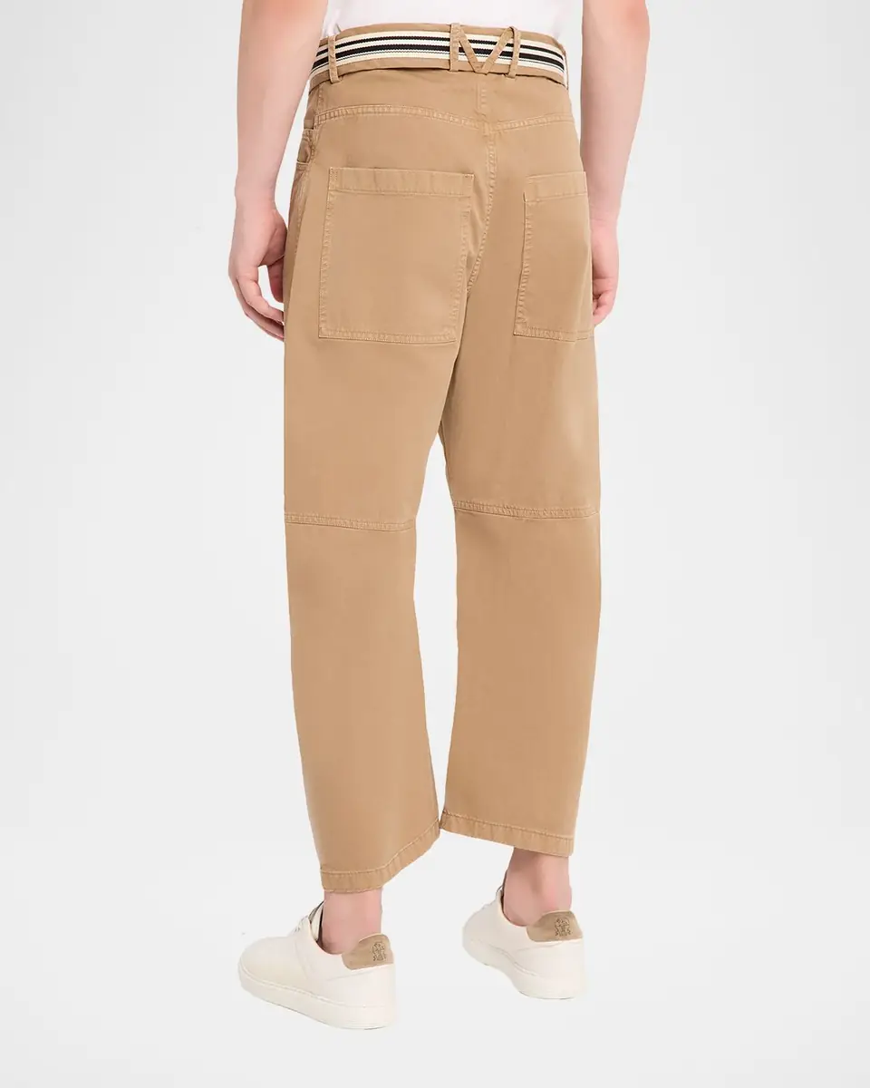 MORDECAI Men's Cotton Belted Barrel-Leg Pants | Thumbnail 3 MORDECAI Men's Cotton Belted Barrel-Leg Pants | Thumbnail 3