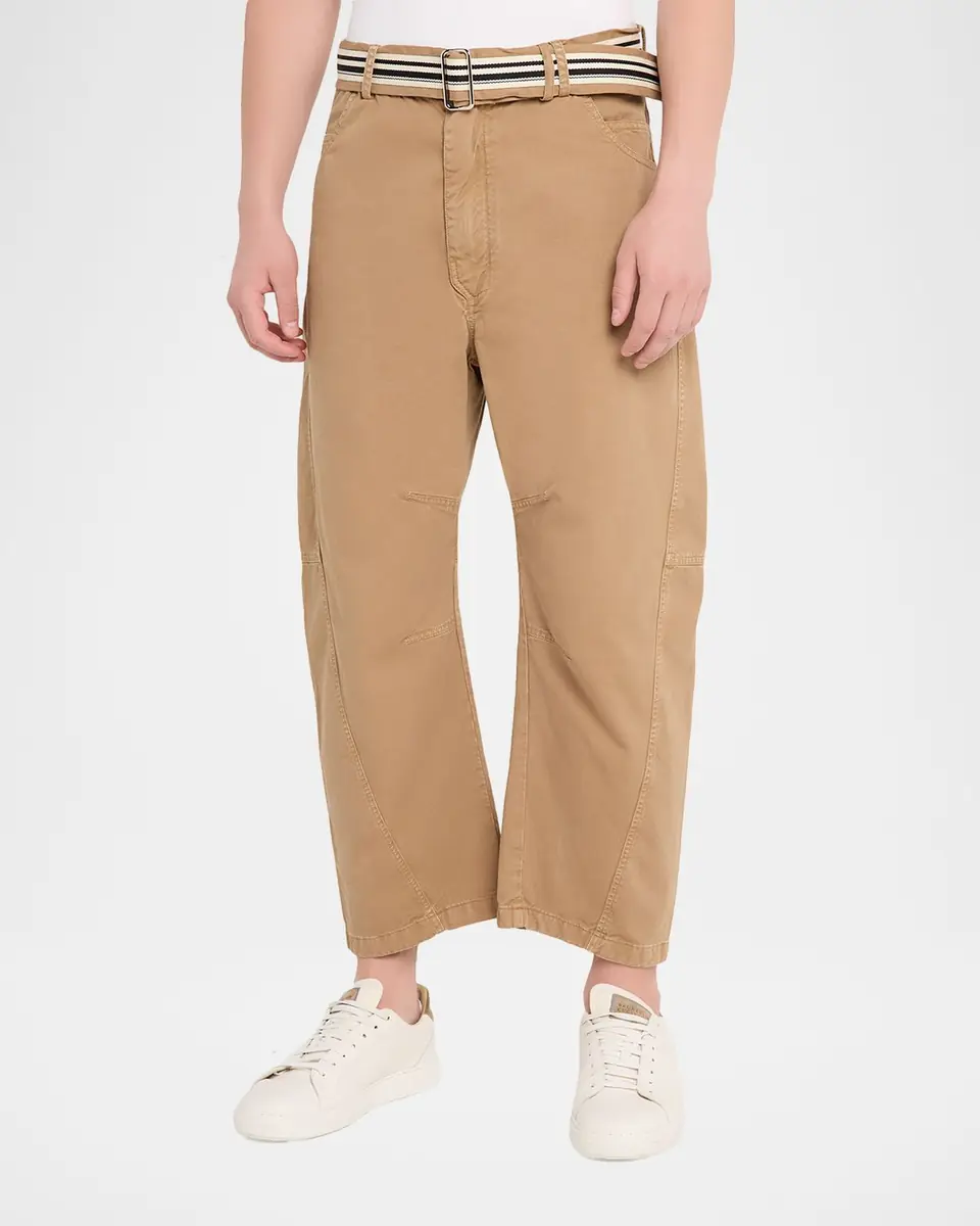 MORDECAI Men's Cotton Belted Barrel-Leg Pants | Thumbnail 4 MORDECAI Men's Cotton Belted Barrel-Leg Pants | Thumbnail 4