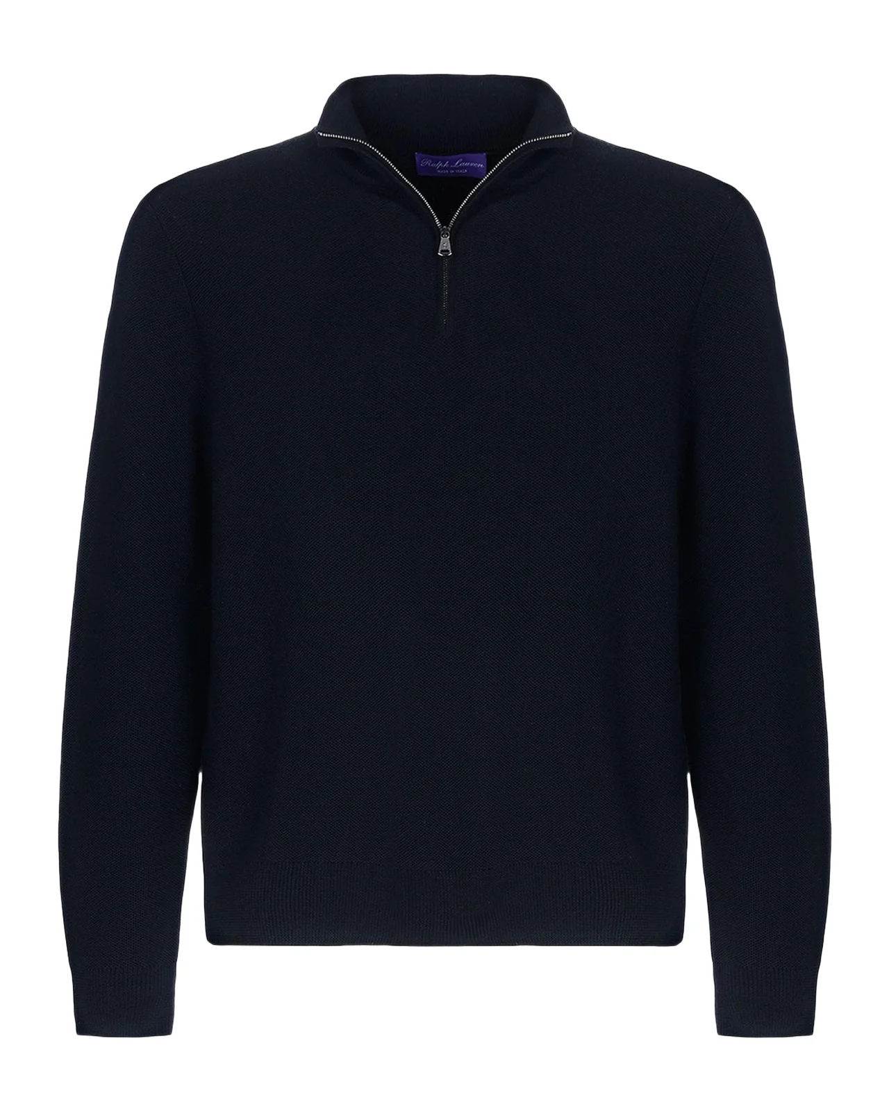 Men's Piqué-Knit Wool Quarter-Zip Sweater