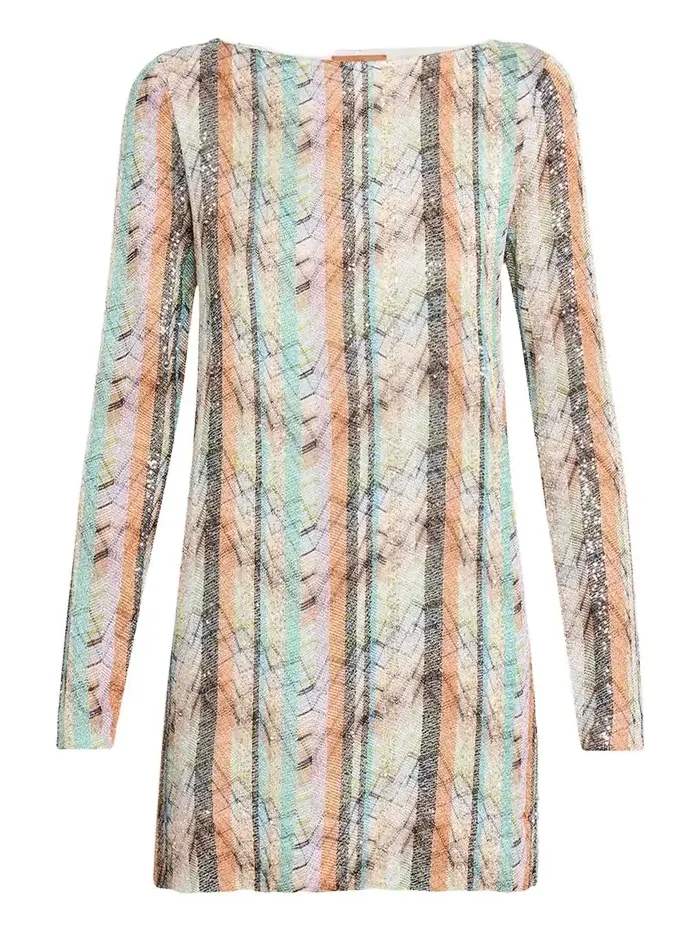 Multi-Technique Long-Sleeve Mini Dress Multi-Technique Long-Sleeve Mini Dress