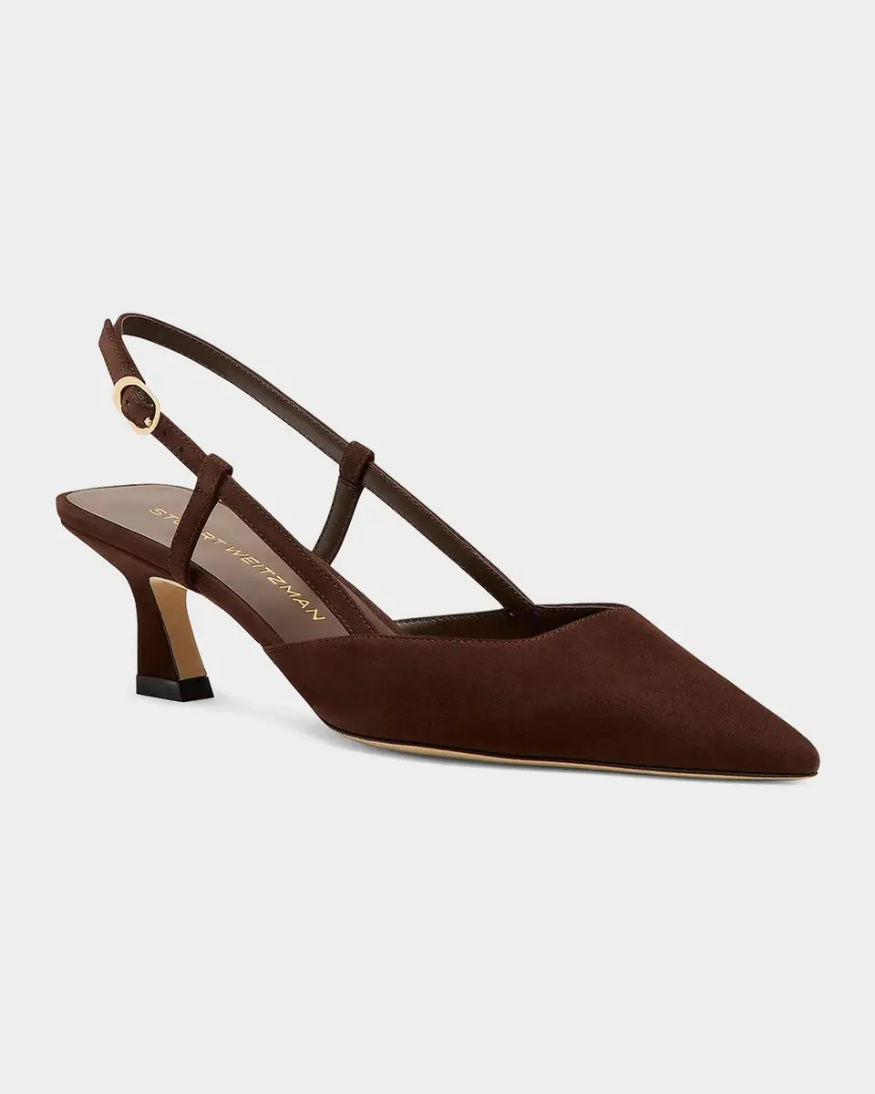 Stuart Weitzman 50mm Vinnie Suede Slingback Pumps | Thumbnail 2