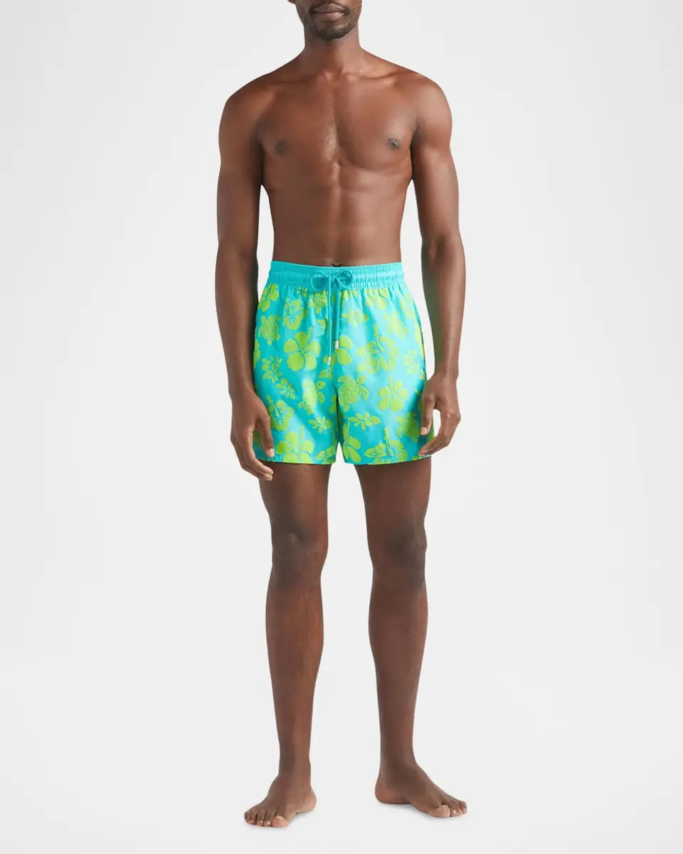 Vilebrequin Men's Flocked Tropical Turtle Swim Trunks | Thumbnail 2 Vilebrequin Men's Flocked Tropical Turtle Swim Trunks | Thumbnail 2