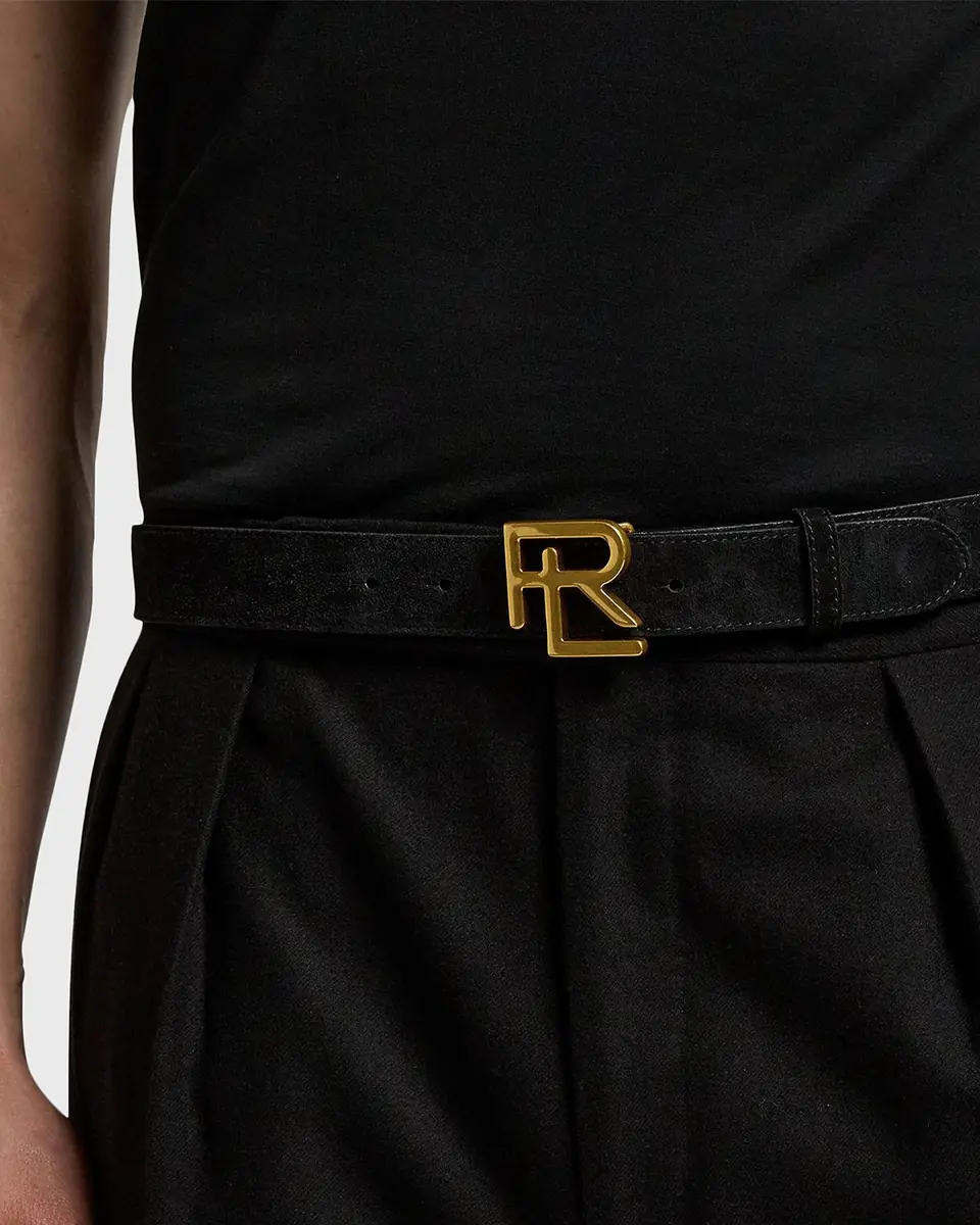 Ralph Lauren Purple Label Men's RL-Buckle Calf-Suede Belt | Thumbnail 2 Ralph Lauren Purple Label Men's RL-Buckle Calf-Suede Belt | Thumbnail 2