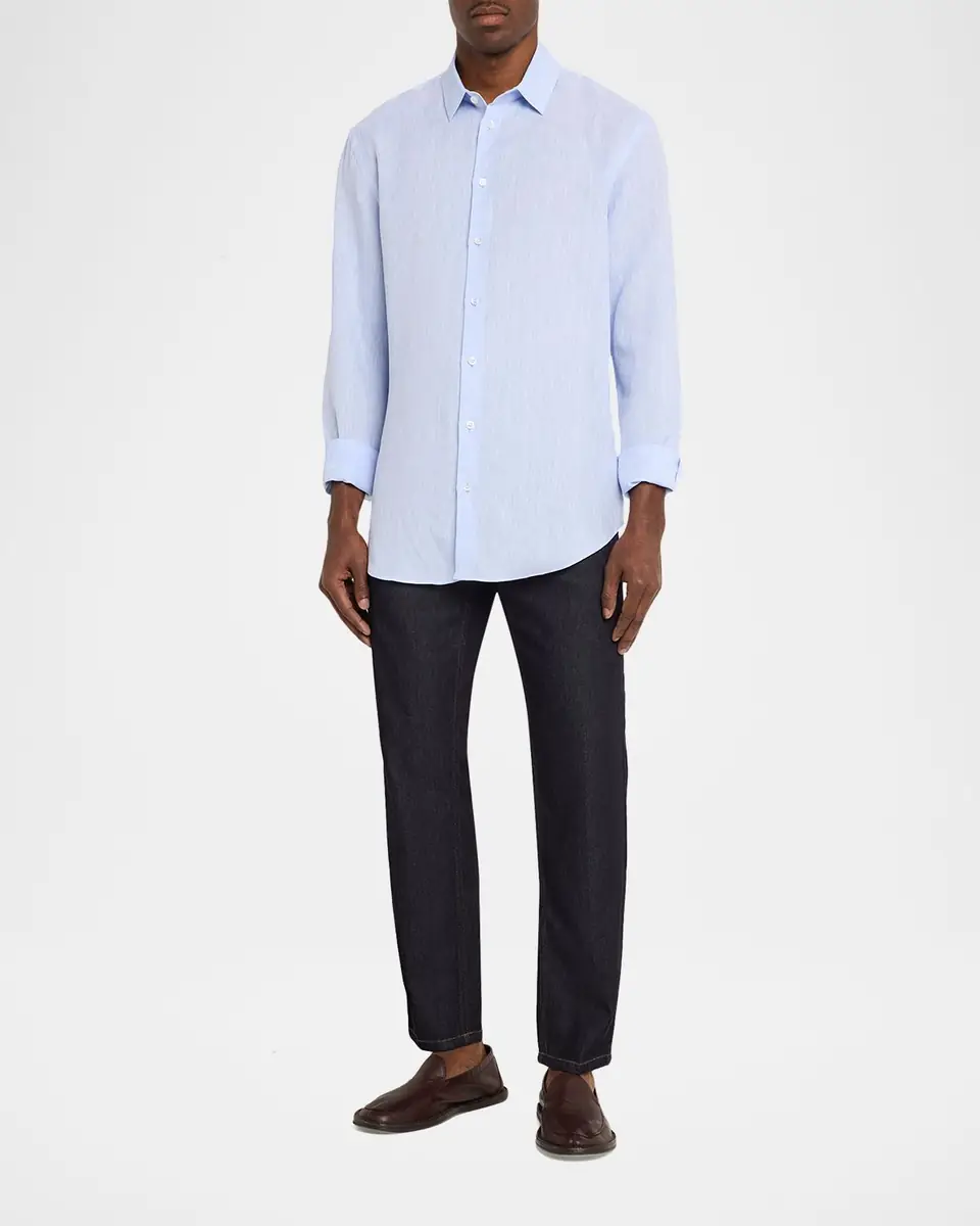 Giorgio Armani Men's Classic-Fit Linen Sport Shirt | Thumbnail 2 Giorgio Armani Men's Classic-Fit Linen Sport Shirt | Thumbnail 2